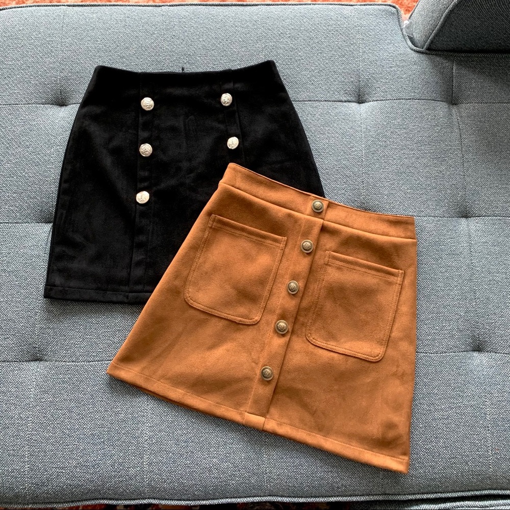 Faux Suede Skirt Bundle NWOT - Black Brown